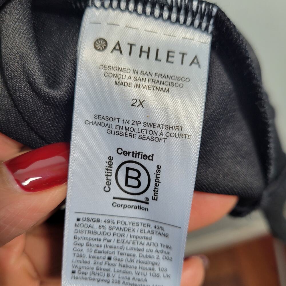 Athleta Women's Black 1/2 Zip Mock Neck Pullover Top Size 2X 21126-1280 - Picture 4 of 6